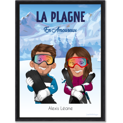 Affiche Couple au Ski