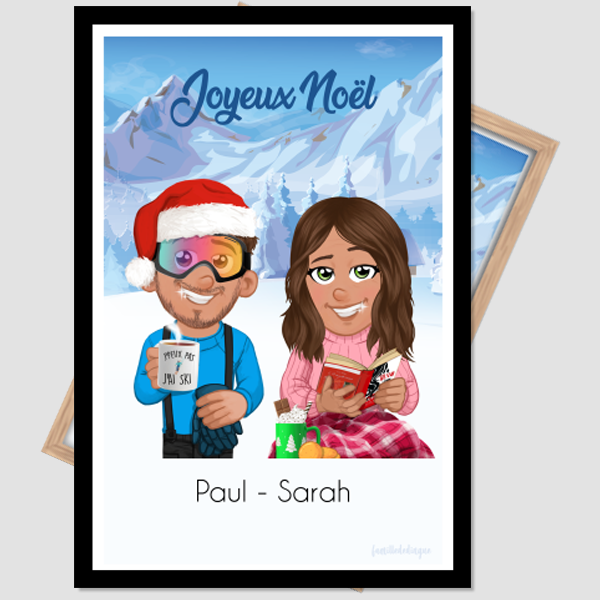 affiche personnalisée Couple joyeux noel