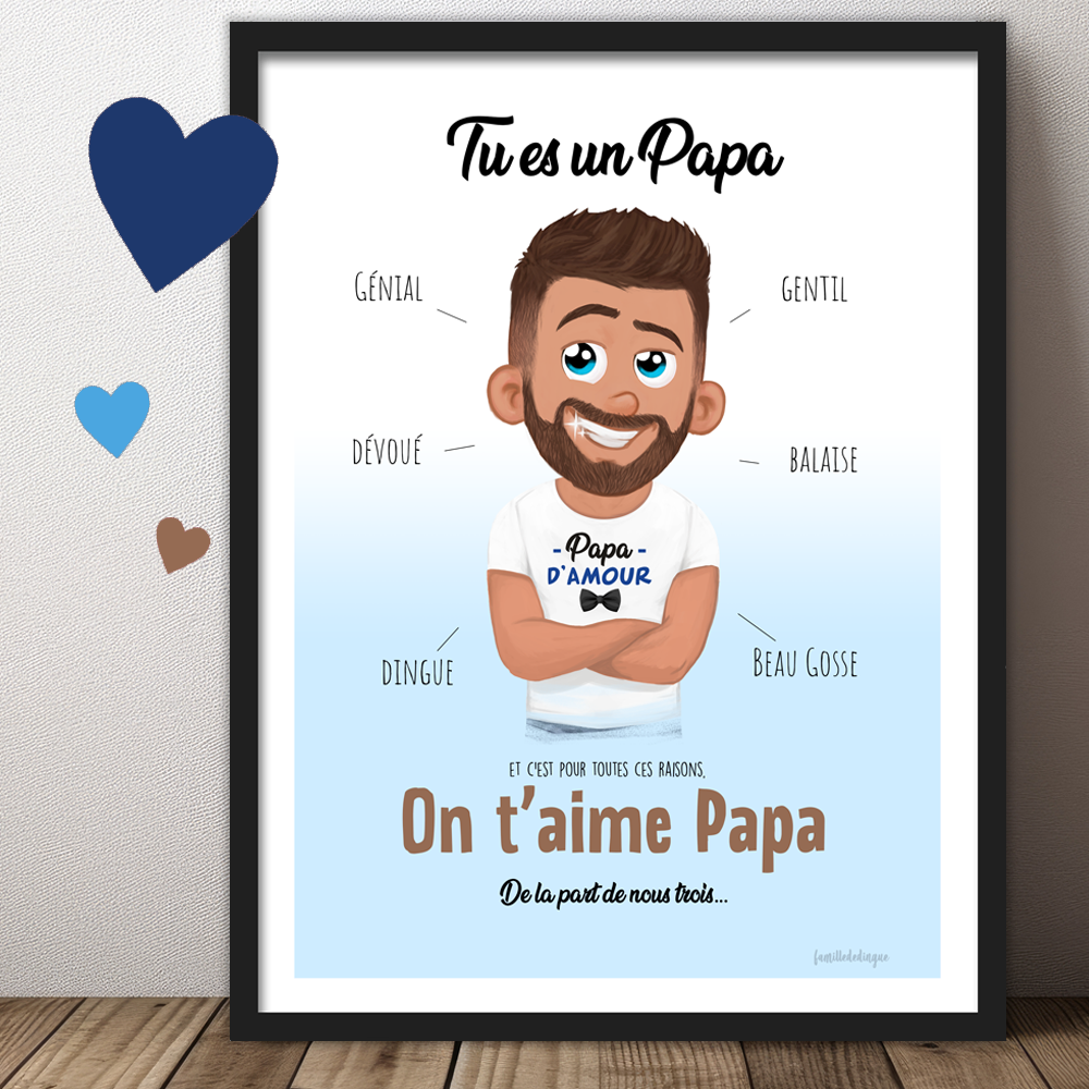 affiche personnalisée fête des papas, pères